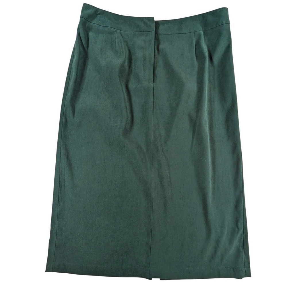 Talbots Womens Size 12 Forest Green Stretch Pencil Skirt Midi Back Vent Workwear